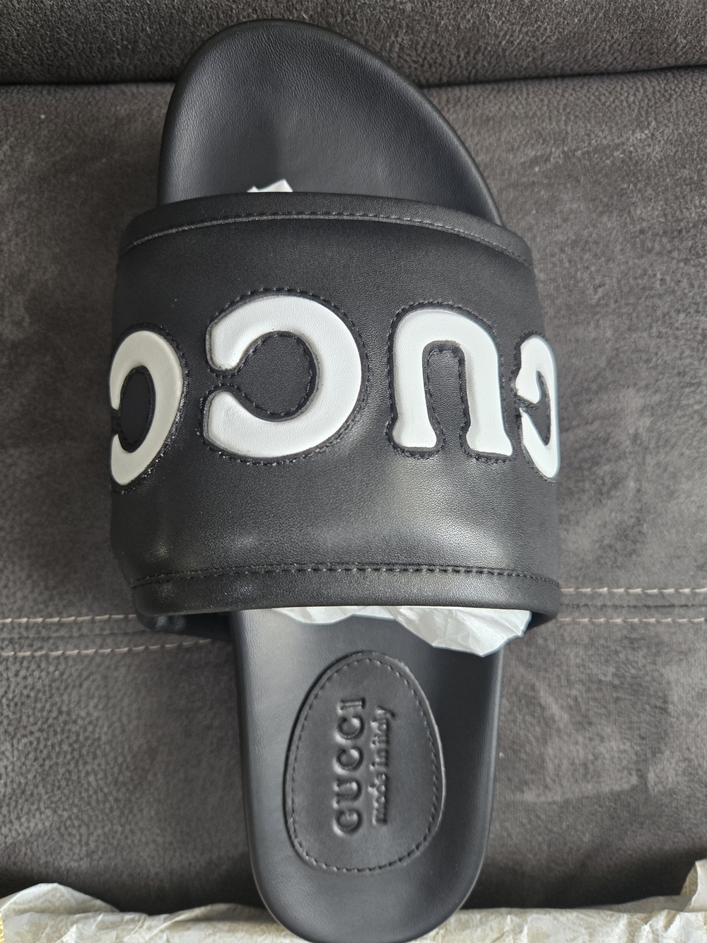 Gucci Black Logo Slide Sandal for Men